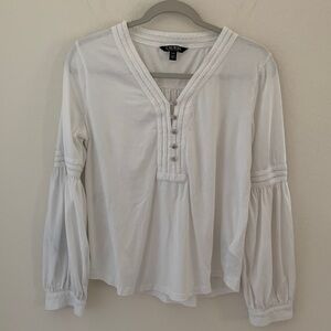 Lauren Ralph Lauren White Top with Pleated Details​​